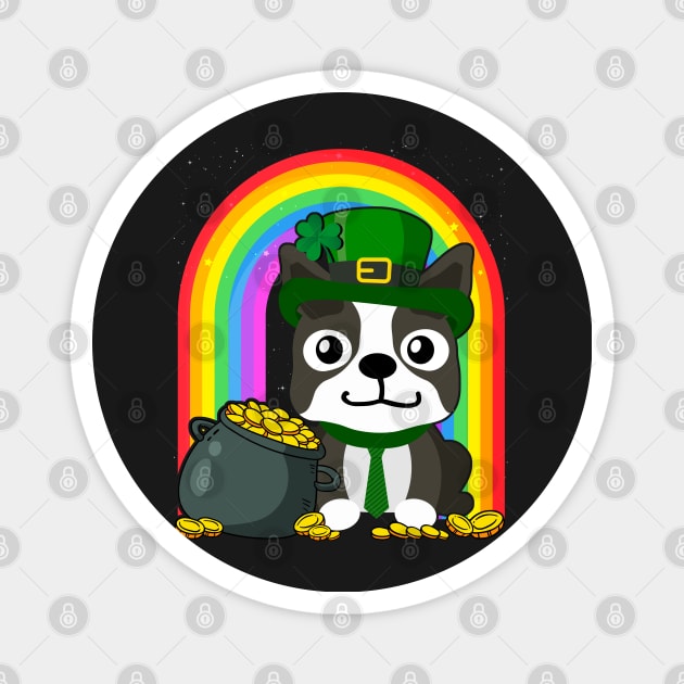 Boston Terrier Rainbow Irish Clover St Patrick Day Dog Gift product Magnet by theodoros20